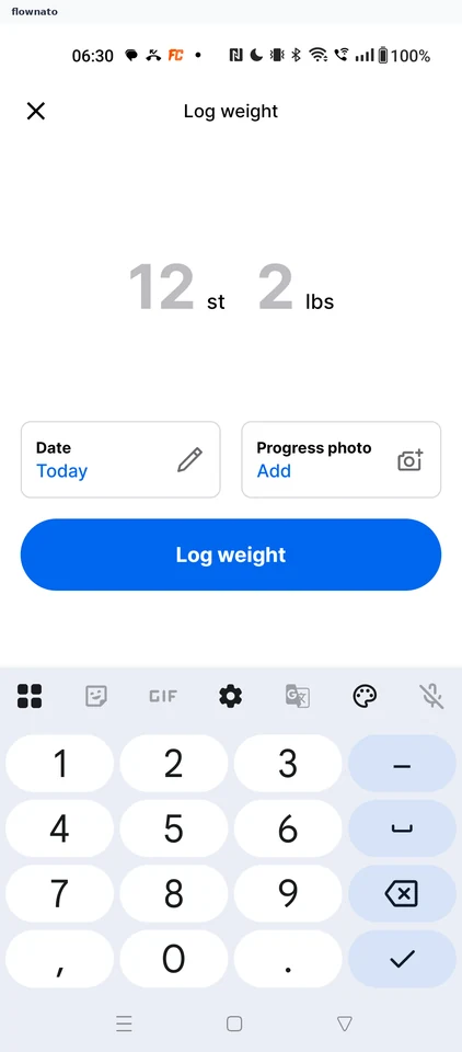 MyFitnessPal: Tap the Date card
