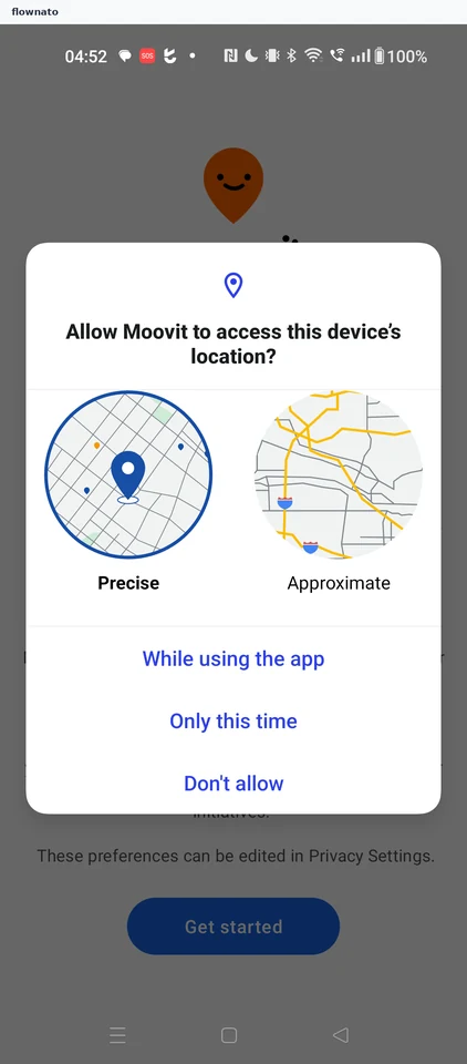 Moovit: Location permission prompt