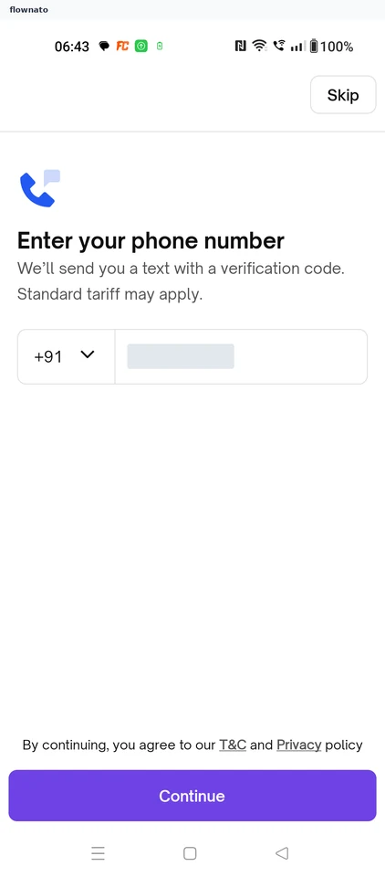 Urban Company: Phone number entry