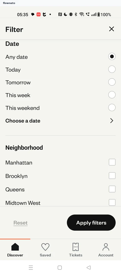 Eventbrite: Search filters