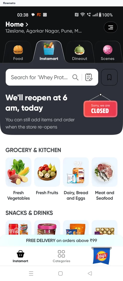 Swiggy Grocery categories