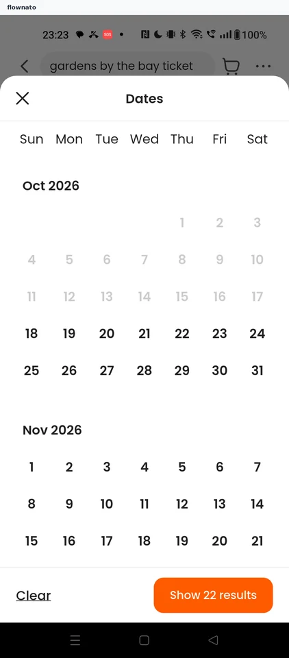 Klook: Date selection