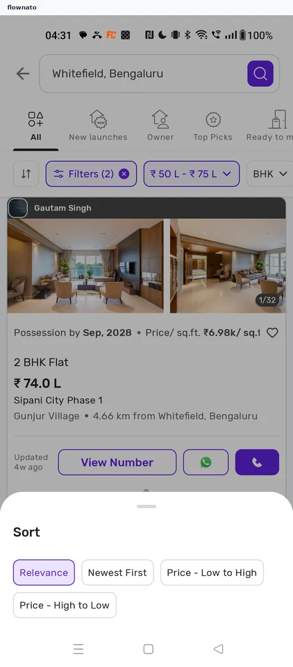 Housing: Sort options