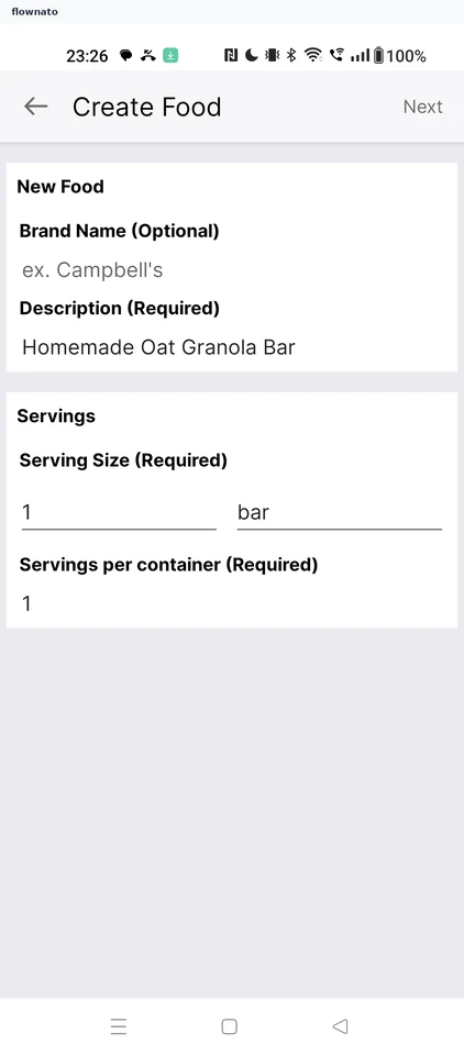 Name and serving