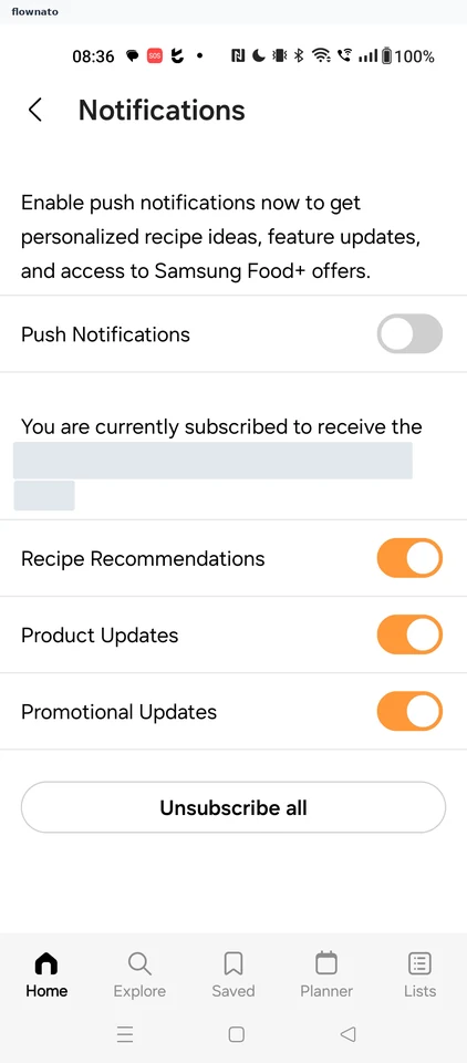 Samsung Food: Notifications