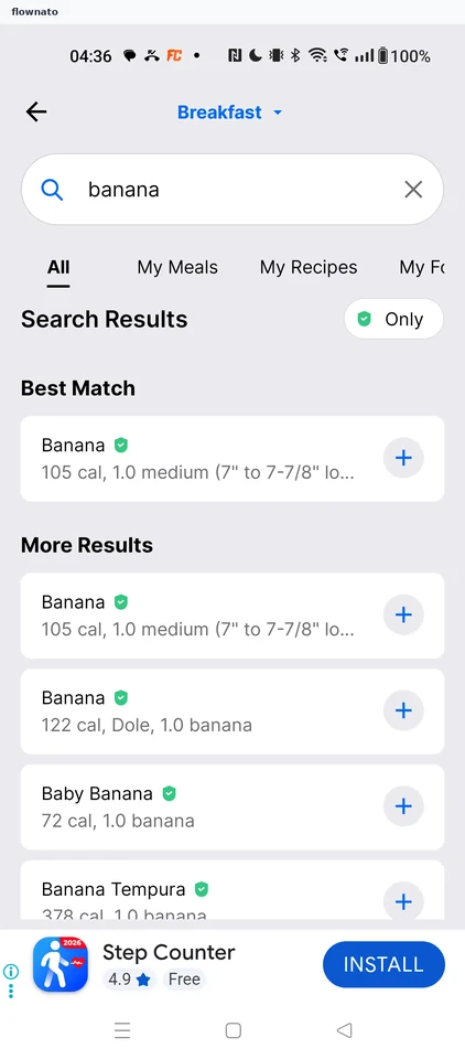 MyFitnessPal: Verified foods only