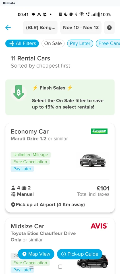 Hopper: Rental car results