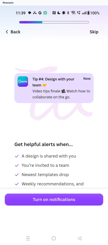 Canva: Decide on notifications