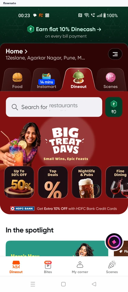 Swiggy Dining landing
