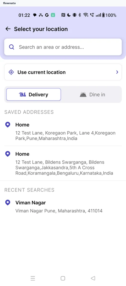EatSure: Select your location