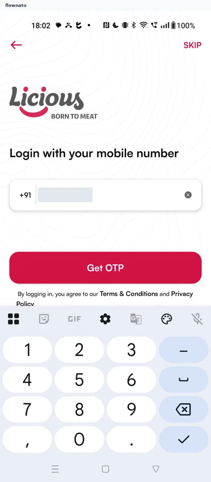 Licious: Login