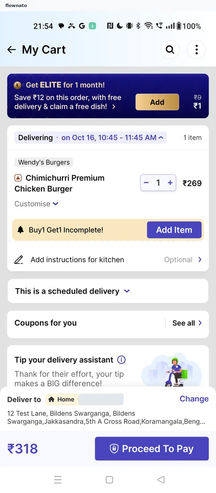 EatSure: Open kitchen instructions