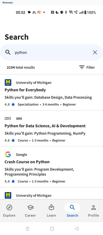 Coursera: Unfiltered results