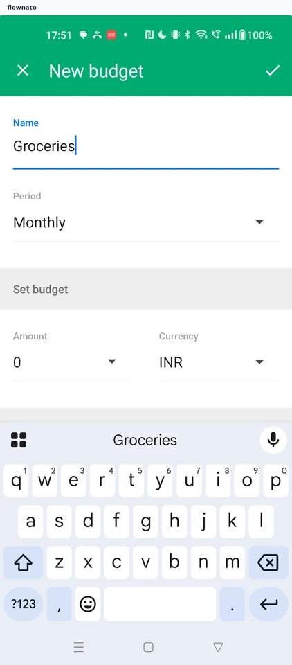 Wallet: New budget form