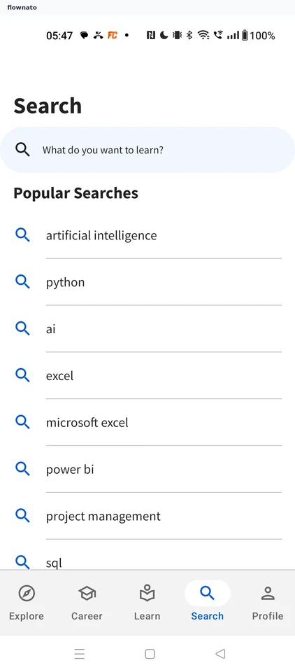 Coursera: Search tab