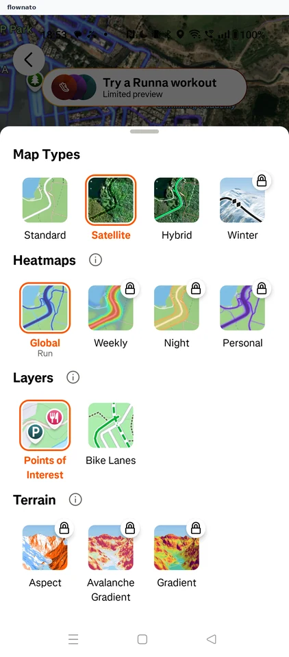 Strava: Record screen (ready to start)