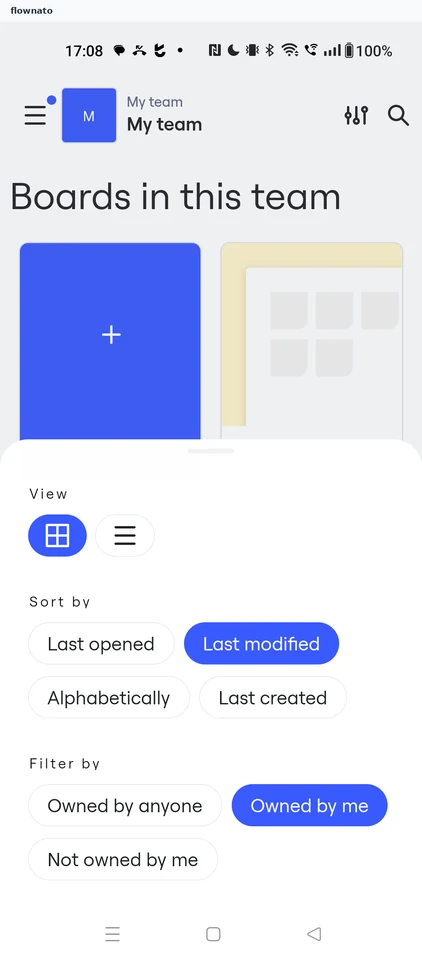 Miro: Boards list view, sort and filter options