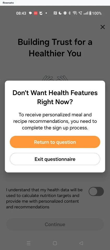 Samsung Food: Health data consent