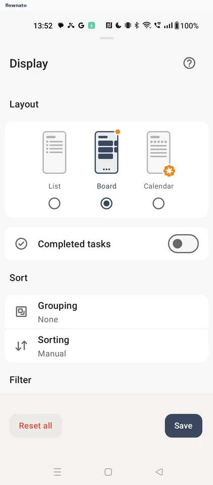 Todoist: Board selected