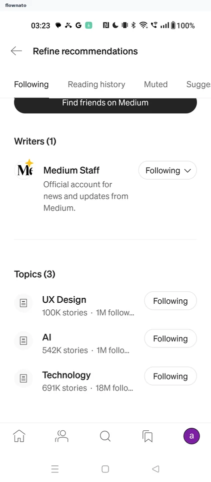 Medium: Followed topics