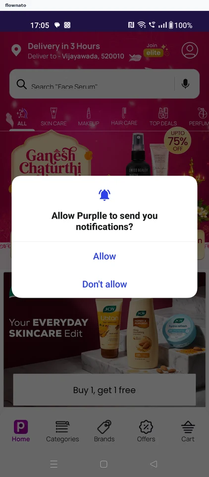 Purplle: Decline notifications