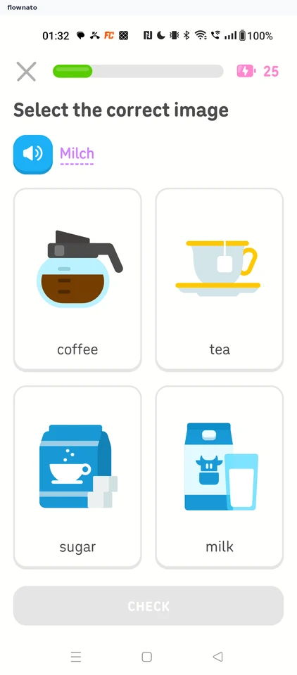 Duolingo: Pick the image for 'Milch'