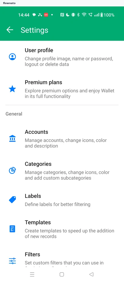 Wallet: Settings