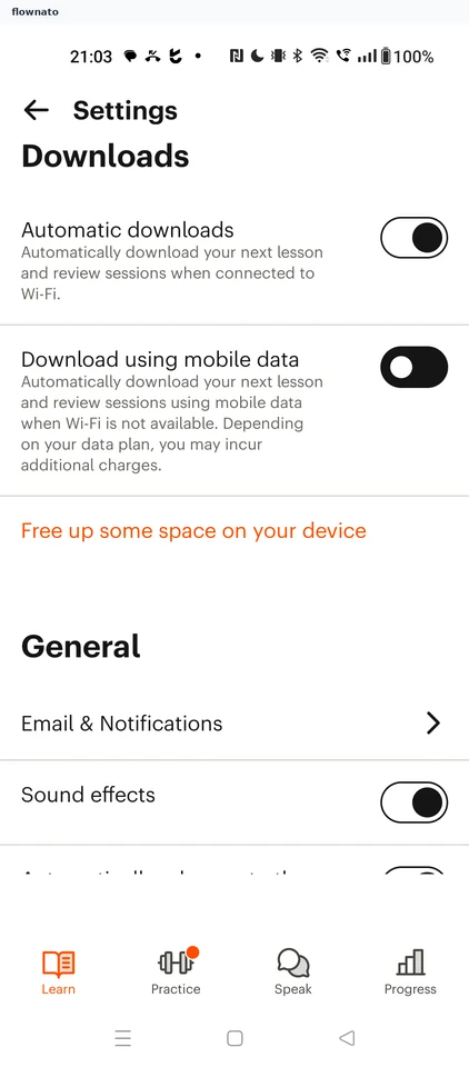 Babbel: Settings