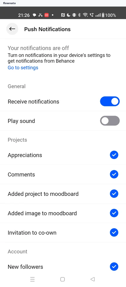 Behance: Push Notifications