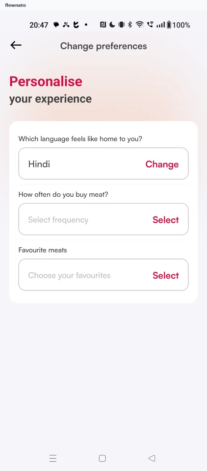 Licious: Change preferences