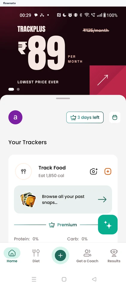 Healthify: Open the add menu from Home