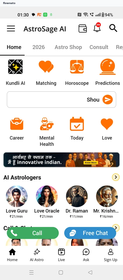 AstroSage Kundli Home