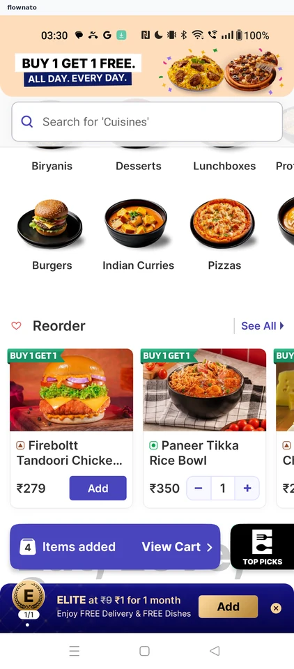 EatSure: Reorder row on Home