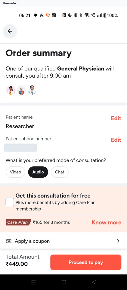 Tata 1mg: Instant consult summary