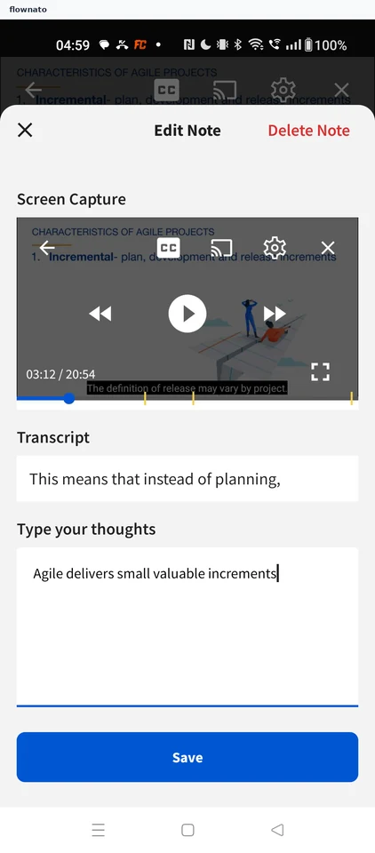 Coursera: Type a thought and save