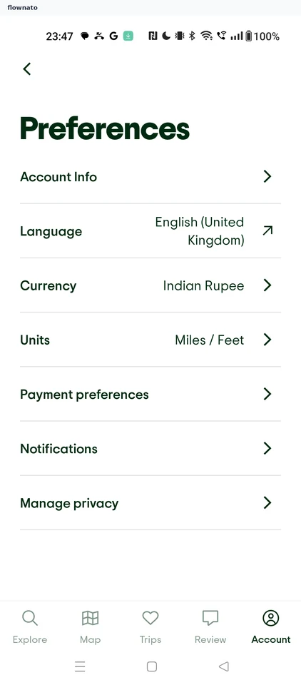 Tripadvisor: Preferences