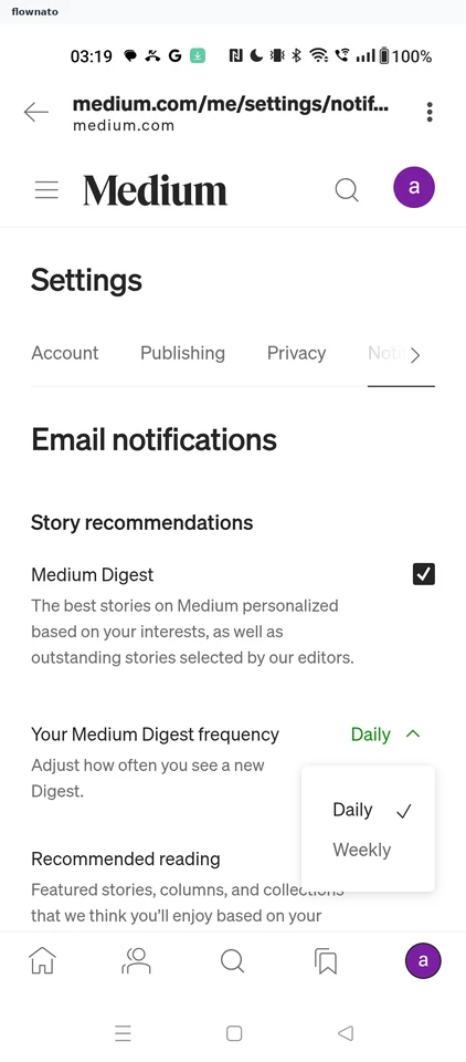 Medium: Digest frequency