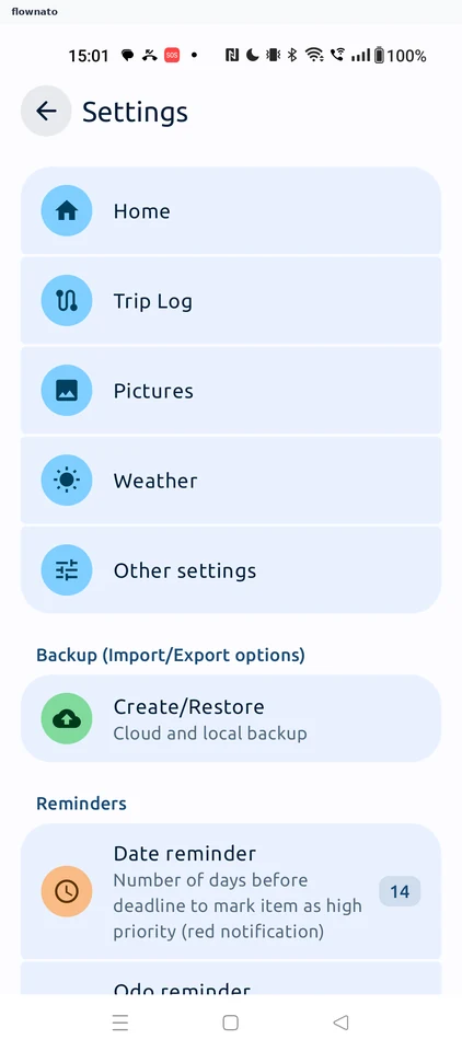 Fuelio: Settings