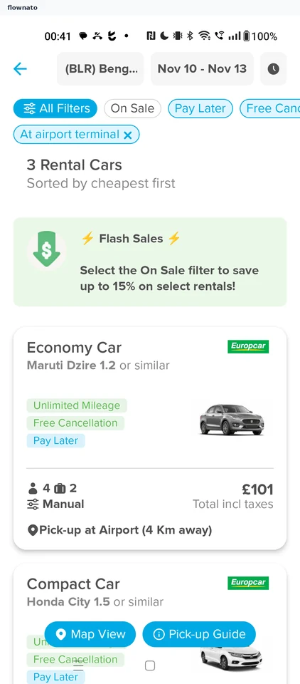 Hopper: Rental car results