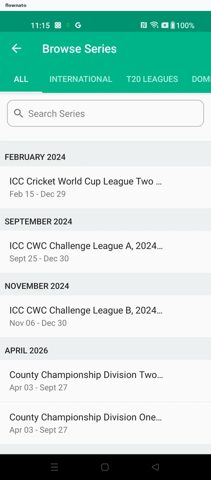 Cricbuzz: Choose a competition