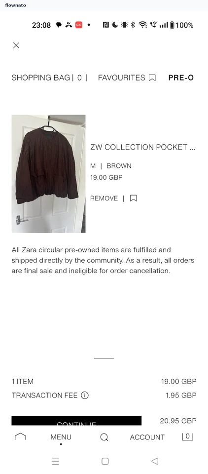 ZARA: Pre-owned basket