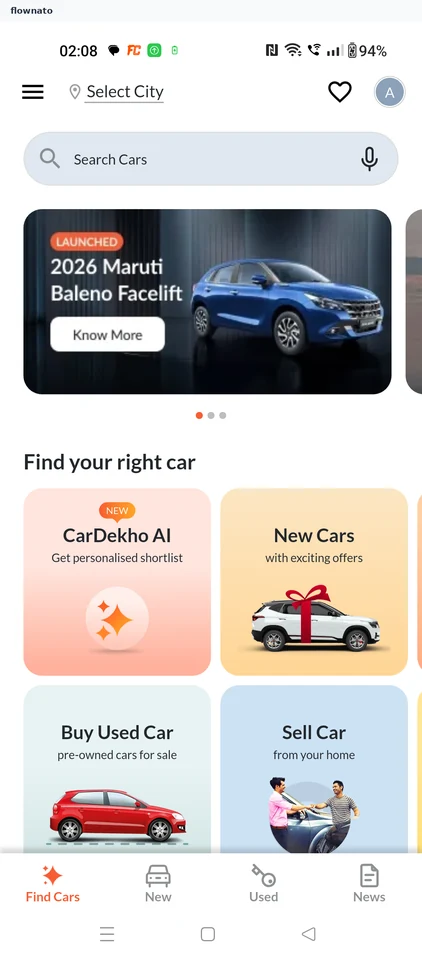 CarDekho: Start from Find Cars
