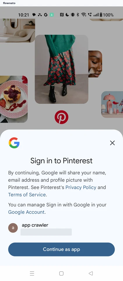 Pinterest: Google sign-in sheet