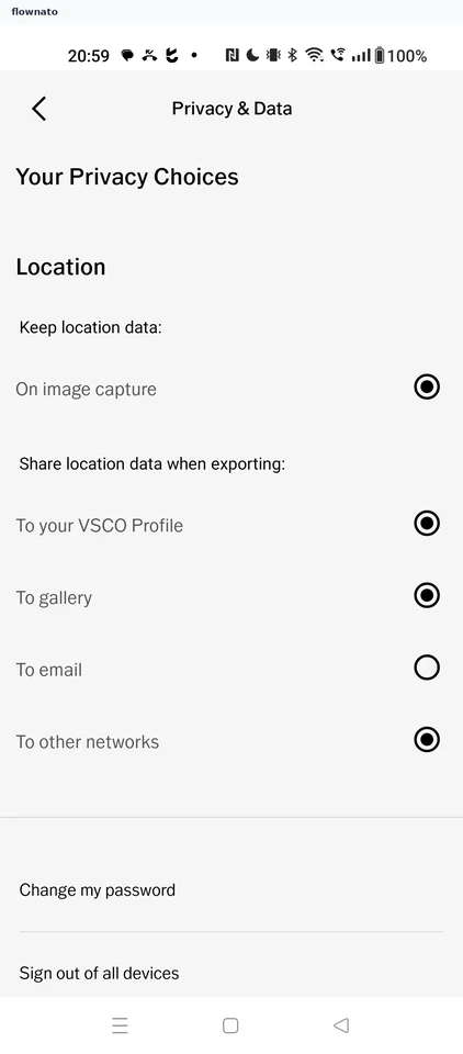 VSCO: Privacy & Data