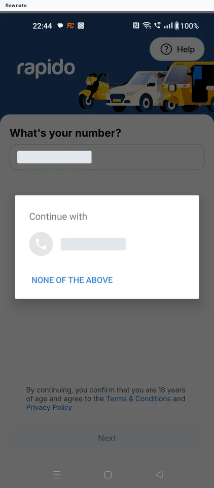 Rapido: Reach phone entry