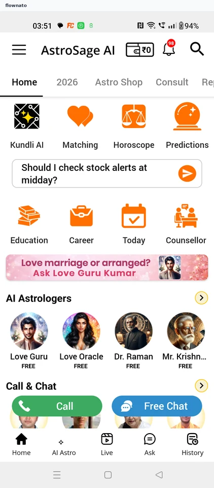 AstroSage Kundli: Start from Home
