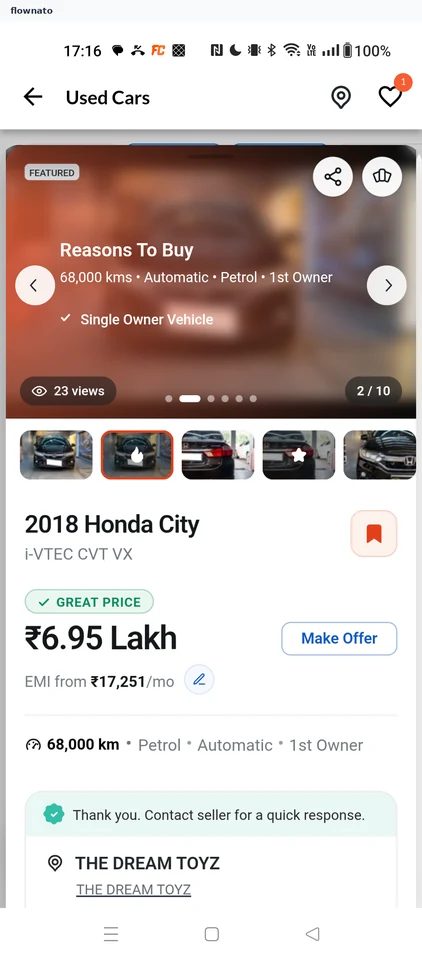 CarDekho Used car details