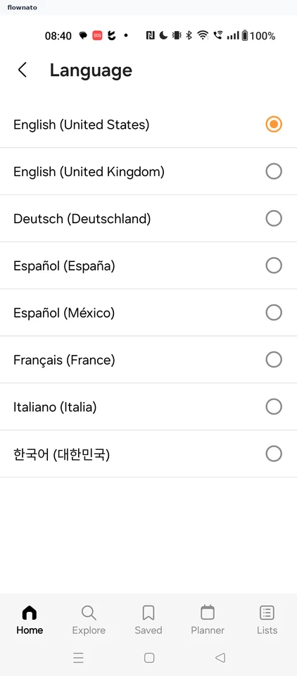 Samsung Food: App language