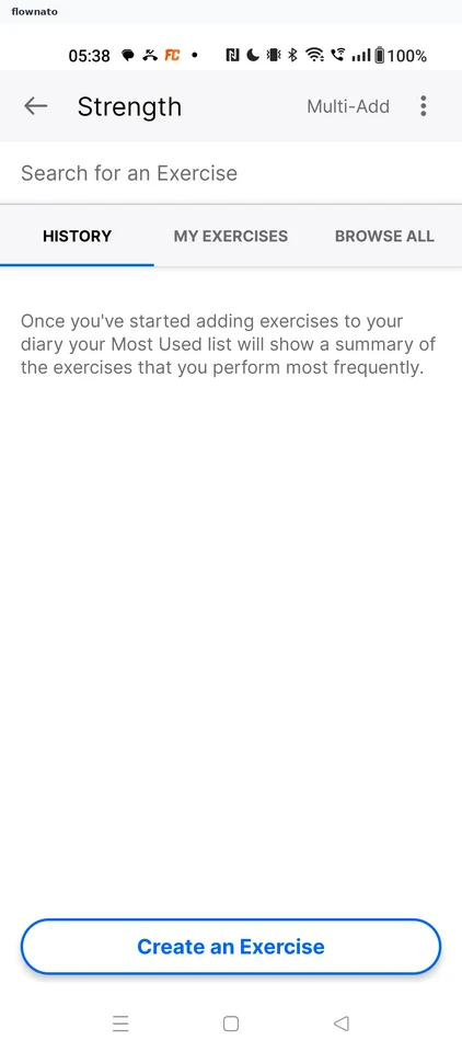 MyFitnessPal: Strength search
