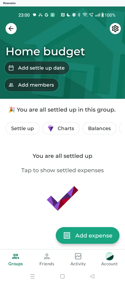 Splitwise: Group settled up
